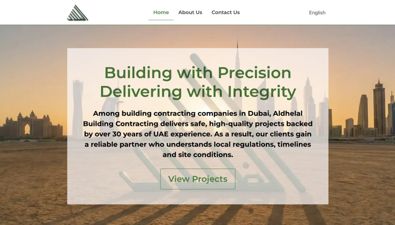 Corporate presence and contracting services on the Aldhelal Building Contracting website