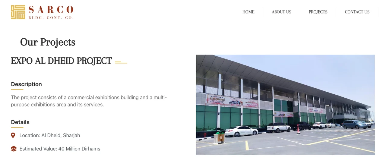 Project portfolio and construction references on the SARCO Contracting website